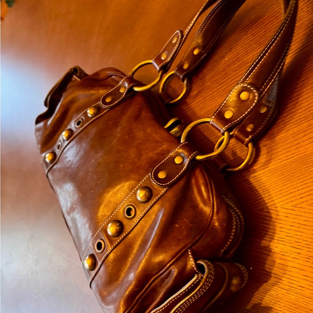 Frye Studded Handbag Brown Leather